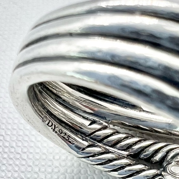 David Yurman Sterling Silver Double Loop Labyrinth Diamond Ring - Picture 14 of 15